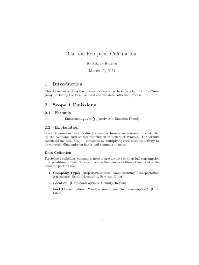Carbon Footprint Calculator Guide