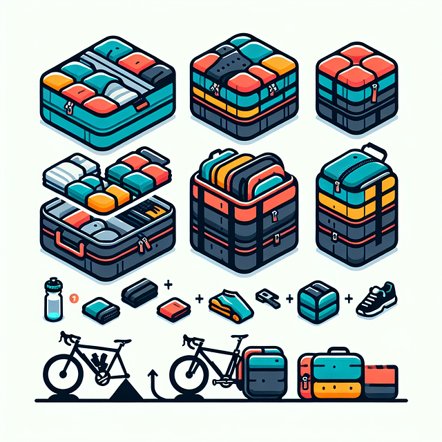 organized bike packing with packing cubes