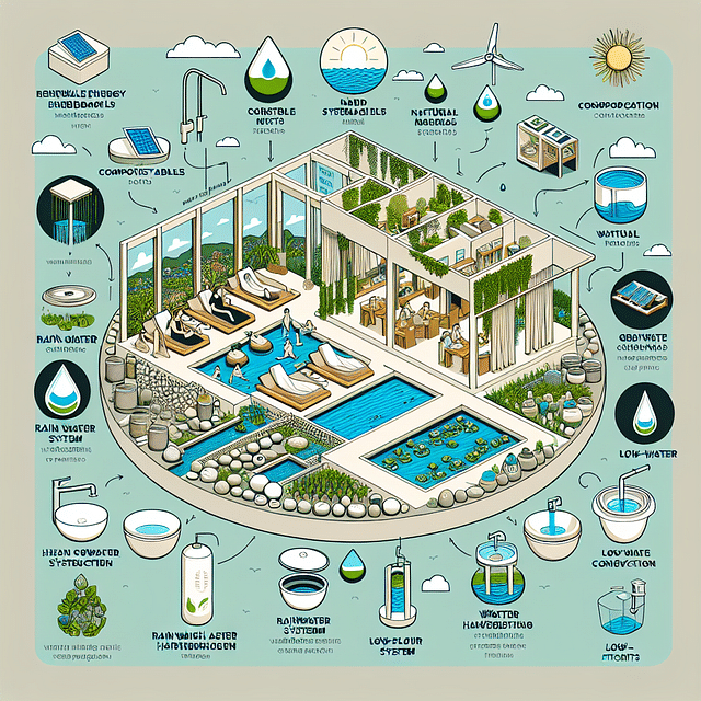 eco-friendly products and water conservation system in a yoga retreat