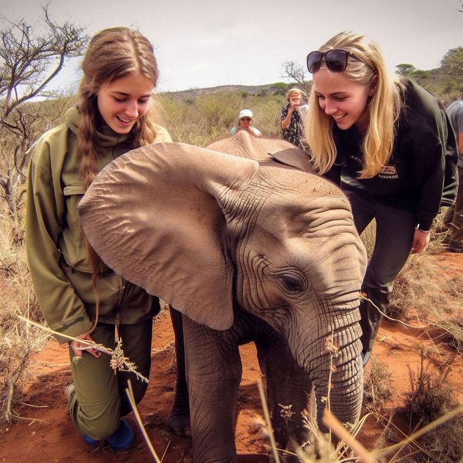 Volunteers working with wildlife in South Africa