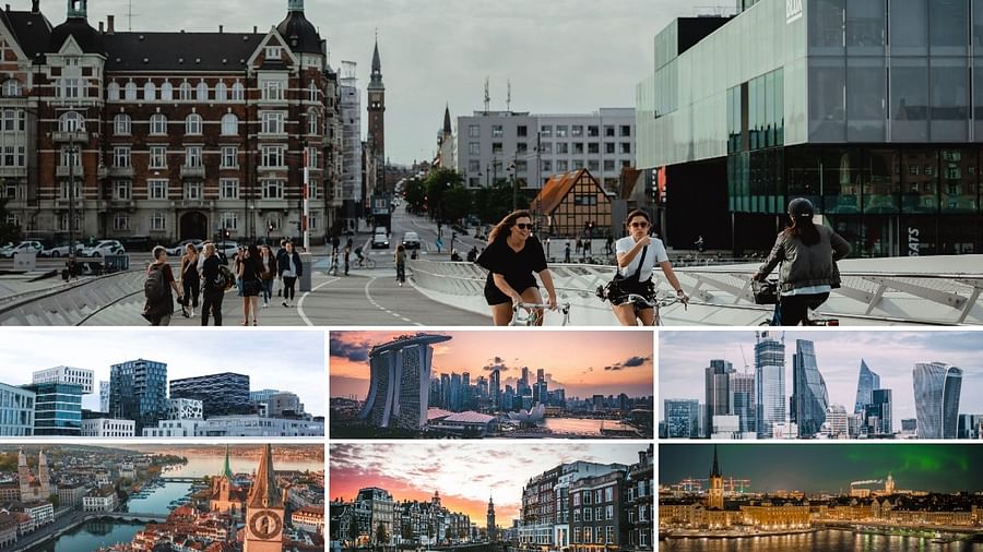 Sustainable cityscape with green urban design